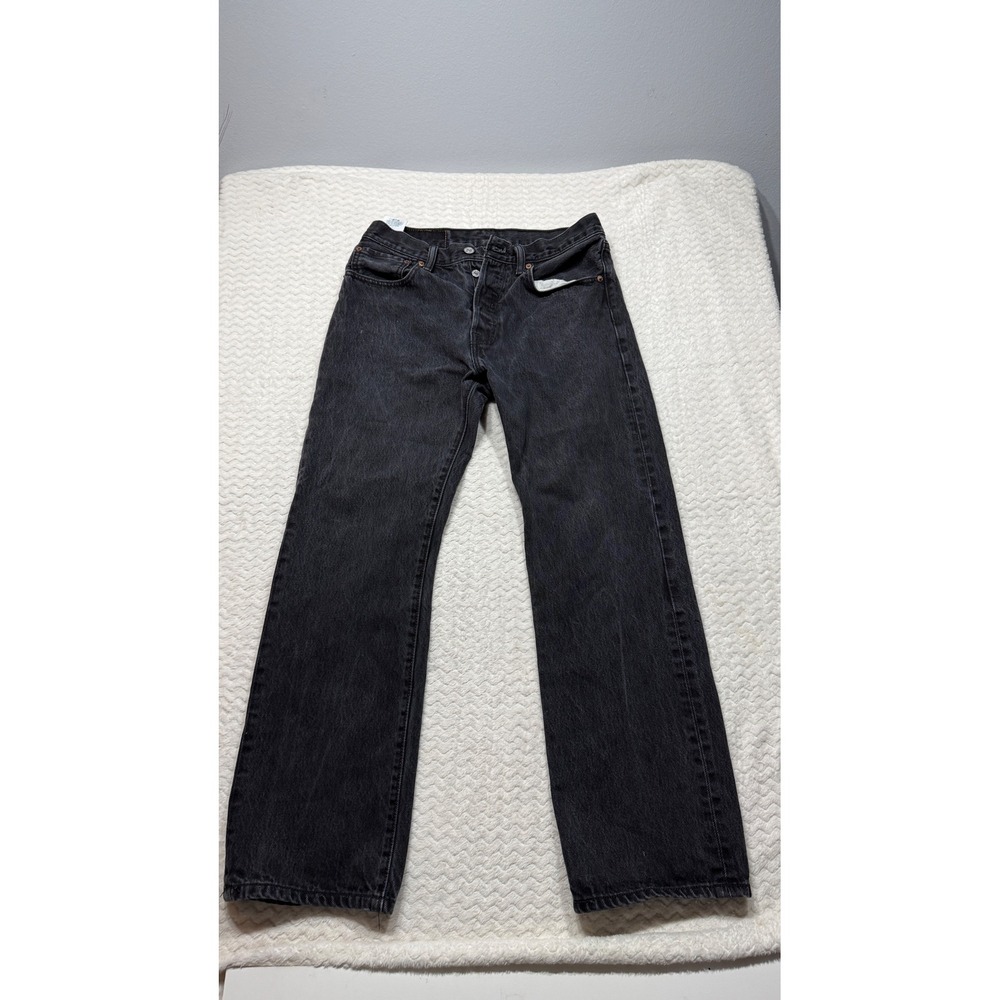 Levis 501 Original Fit Jeans Faded Black Straight Leg Button Fly W32 L30